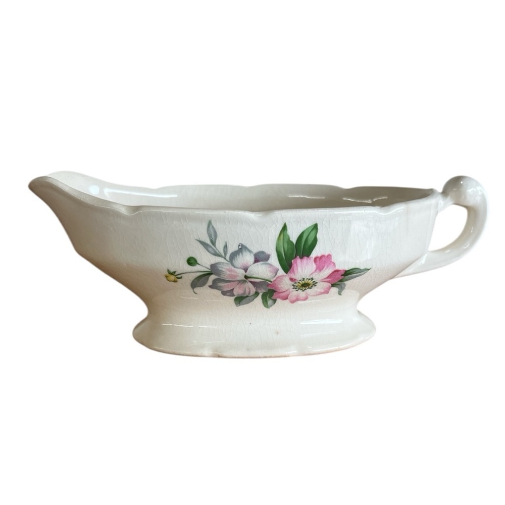 Vintage Homer Laughlin Dogwood Liberty Pattern Gravy Boat 1950’s